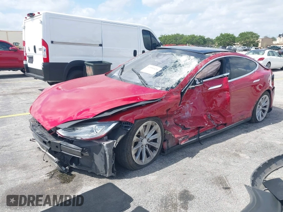 2016 Tesla Model S 70 with VIN 5YJSA1E16GF135833, listed as a IAAI auction lot 42084421 with 97,615 mi miles and . Bid and sale history available at DreamBid. Image 6.
