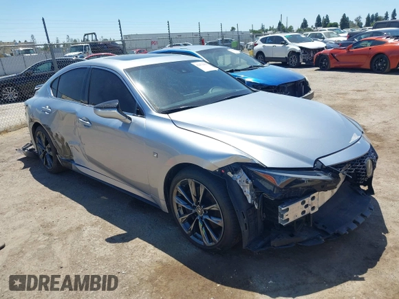 2021 Lexus IS 350 F Sport with VIN JTHGZ1B20M5041647, listed as a IAAI auction lot 42471451 with 39,752 mi miles and . Bid and sale history available at DreamBid. Image 1.