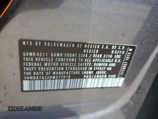 2013 Volkswagen Jetta SE с VIN 3VWDX7AJ2DM277519, выставлен на аукционе Copart как лот 55240695 с пробегом 161 607 миль миль и Списание • Salvage title. История ставок и продаж доступна на DreamBid. Изображение 12.