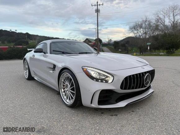 2018 Mercedes-Benz AMG GT with VIN WDDYJ7KA0JA021138, listed as a Copart auction lot 47689855 with 24,849 mi miles and Salvage Title. Bid and sale history available at carsss.com. Image 1.