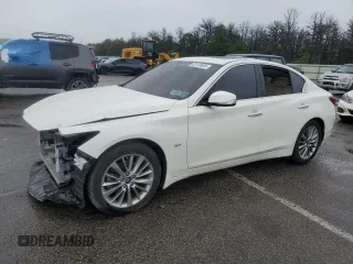 2019 Infiniti Q50 Luxe with VIN JN1EV7AR1KM591161, listed as a Copart auction lot 63189695 with 39,823 mi miles and Salvage title. Bid and sale history available at DreamBid. Image 1.