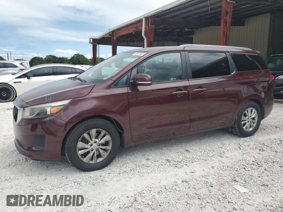2016 Kia Sedona LX with VIN KNDMB5C1XG6128783, listed as a Copart auction lot 52823525 with 115,211 mi miles and Clean Title. Bid and sale history available at carsss.com. Image 1.