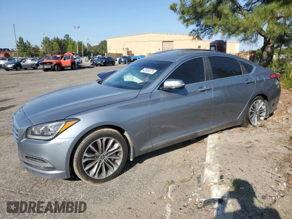 2015 Hyundai Genesis 3.8L with VIN KMHGN4JE0FU084609, listed as a Copart auction lot 42638375 with 87,119 mi miles and Salvage Title. Bid and sale history available at DreamBid. Image 1.