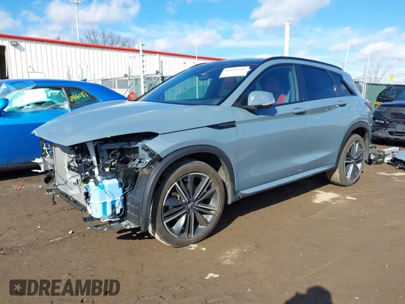 2023 Infiniti QX50 Sport with VIN 3PCAJ5FBXPF103199, listed as a IAAI auction lot 41443011 with 10,956 mi miles and . Bid and sale history available at DreamBid. Image 2.