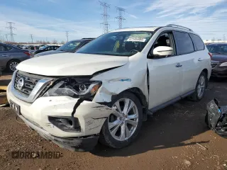 2018 Nissan Pathfinder SL z VIN 5N1DR2MM8JC664252, wystawiony jako Copart lot #47145385 z przebiegiem 62 508 mil mil oraz Szkoda całkowita • Salvage title. Historia ofert i sprzedaży dostępna na DreamBid. Obrazek 1.