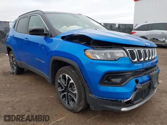 2024 Jeep Compass Limited with VIN 3C4NJDCN4RT589992, listed as a IAAI auction lot 41549632 with 9,100 mi miles and . Bid and sale history available at carsss.com. Image 1.