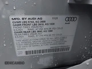 2022 Audi SQ5 Premium Plus with VIN WA1B4AFY0N2042917, listed as a IAAI auction lot 41509774 with 39,851 mi miles. Bid and sale history available at carsss.com. Image 9.