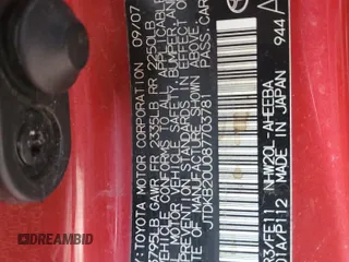 2008 Toyota Prius с VIN JTDKB20U087703781, выставлен на аукционе Copart как лот 59092705 с пробегом 237 726 миль миль и Списание • Salvage title. История ставок и продаж доступна на DreamBid. Изображение 12.