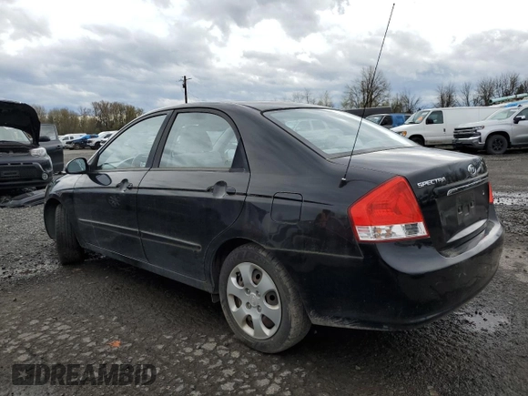 2009 Kia Spectra EX with VIN KNAFE222295664027, listed as a Copart auction lot 50788635 with 118,563 mi miles and Clean title. Bid and sale history available at DreamBid. Image 2.
