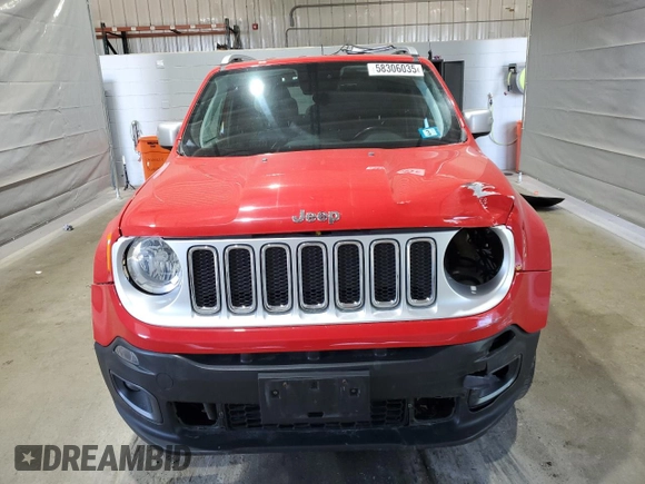 2018 Jeep Renegade Limited z VIN ZACCJBDB8JPG96152, wystawiony jako Copart lot #58306035 z przebiegiem 105 792 mil mil oraz Szkoda całkowita • Salvage title. Historia ofert i sprzedaży dostępna na DreamBid. Obrazek 5.