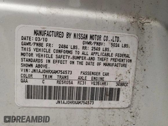 2010 Infiniti EX Journey с VIN JN1AJ0HRXAM754573, выставлен на аукционе Copart как лот 45659675 с пробегом 209 742 миль миль и На запчасти • Non repairable. История ставок и продаж доступна на DreamBid. Изображение 13.