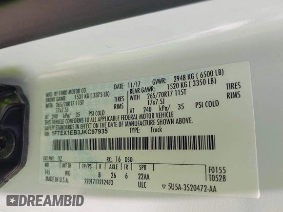 2018 Ford F-150 XL с VIN 1FTEX1EB3JKC97935, выставлен на аукционе IAAI как лот 42267705 с пробегом 175 790 миль миль и . История ставок и продаж доступна на DreamBid. Изображение 9.