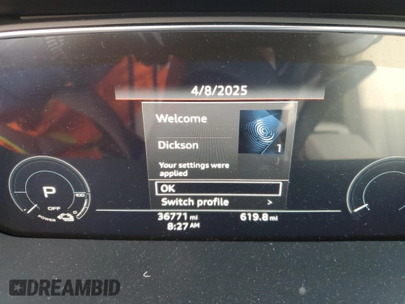 2019 Audi e-tron Prestige with VIN WA1VAAGE0KB008725, listed as a Copart auction lot 52189895 with 36,771 mi miles and Salvage Title. Bid and sale history available at DreamBid. Image 9.