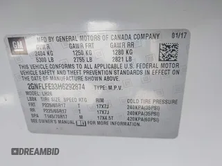 2017 Chevrolet Equinox LT with VIN 2GNFLFE33H6292874, listed as a IAAI auction lot 41428193 with 101,436 mi miles and . Bid and sale history available at carsss.com. Image 9.