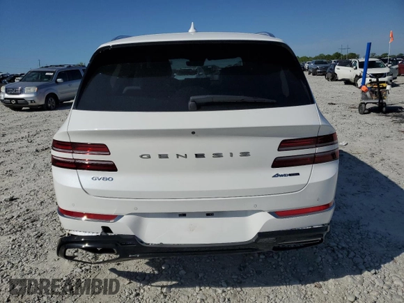 2023 Genesis GV80 with VIN KMUHCESC7PU110011, listed as a Copart auction lot 53480885 with 8,542 mi miles and Salvage title. Bid and sale history available at DreamBid. Image 6.