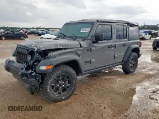 2021 Jeep Wrangler Unlimited Willys z VIN 1C4HJXDM6MW628041, wystawiony jako Copart lot #58548475 z przebiegiem 22 697 mil mil oraz Szkoda całkowita • Salvage title. Historia ofert i sprzedaży dostępna na DreamBid. Obrazek 1.