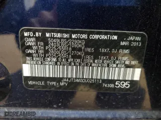 2013 Mitsubishi Outlander SE with VIN JA4JT3AW3DU025113, listed as a Copart auction lot 42416825 with 0 mi miles and Salvage Title. Bid and sale history available at carsss.com. Image 14.
