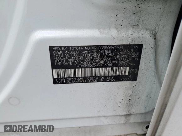 2017 Lexus IS 300 with VIN JTHCM1D26H5017255, listed as a Copart auction lot 50685365 with 91,405 mi miles and Salvage title. Bid and sale history available at DreamBid. Image 12.