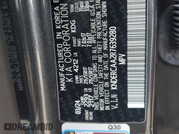 2024 Kia Seltos EX z VIN KNDERCAA2R7639280, wystawiony jako Copart lot #51121135 z przebiegiem 9 854 mil mil oraz Szkoda całkowita • Salvage title. Historia ofert i sprzedaży dostępna na DreamBid. Obrazek 13.