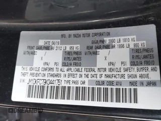 2019 Mazda CX-3 Touring with VIN JM1DKFC79K0441751, listed as a IAAI auction lot 41877891 with 63,361 mi miles. Bid and sale history available at carsss.com. Image 9.