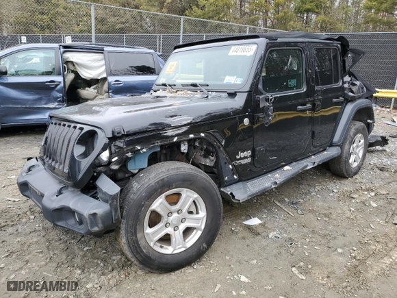 2019 Jeep Wrangler Unlimited Sport with VIN 1C4HJXDG4KW538961, listed as a Copart auction lot 44018655 with 53,478 mi miles and Salvage Title. Bid and sale history available at carsss.com. Image 1.