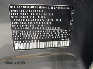 2023 Volkswagen Tiguan SE с VIN 3VVNB7AX2PM102610, выставлен на аукционе IAAI как лот 42329968 с пробегом 29 997 миль миль и . История ставок и продаж доступна на DreamBid. Изображение 9.