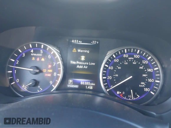 2014 Infiniti Q50 with VIN JN1BV7AP5EM678664, listed as a IAAI auction lot 41641222 with 86,385 mi miles and . Bid and sale history available at carsss.com. Image 7.