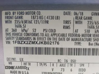 2018 Ford Transit Passenger XL with VIN 1FBZX2ZMXJKB02176, listed as a IAAI auction lot 41455827 with 75,340 mi miles and . Bid and sale history available at DreamBid. Image 9.