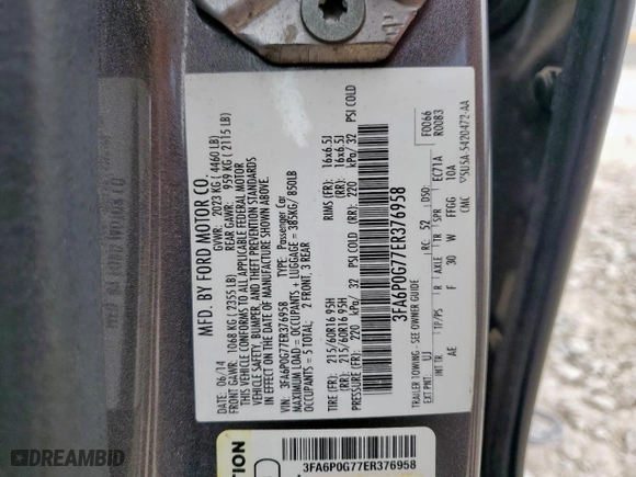 2014 Ford Fusion S with VIN 3FA6P0G77ER376958, listed as a Copart auction lot 49333105 with 155,797 mi miles and Salvage Title. Bid and sale history available at carsss.com. Image 16.