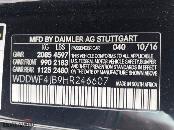 2017 Mercedes-Benz C-Class C 300 with VIN WDDWF4JB9HR246607, listed as a IAAI auction lot 41683752 with 116,802 mi miles. Bid and sale history available at carsss.com. Image 9.