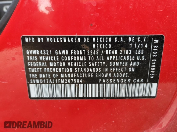 2015 Volkswagen Jetta SE z VIN 3VWD17AJ1FM267584, wystawiony jako Copart lot #55093375 z przebiegiem 159 938 mil mil oraz Szkoda całkowita • Salvage title. Historia ofert i sprzedaży dostępna na DreamBid. Obrazek 13.