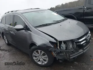 2014 Honda Odyssey EX-L z VIN 5FNRL5H65EB023920, wystawiony jako IAAI lot #41436048 z przebiegiem 150 238 mil mil oraz . Historia ofert i sprzedaży dostępna na DreamBid. Obrazek 1.