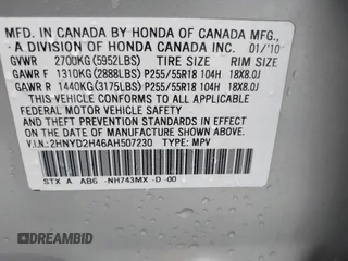 2010 Acura MDX Technology with VIN 2HNYD2H46AH507230, listed as a IAAI auction lot 42124728 with 94,788 mi miles and . Bid and sale history available at carsss.com. Image 9.