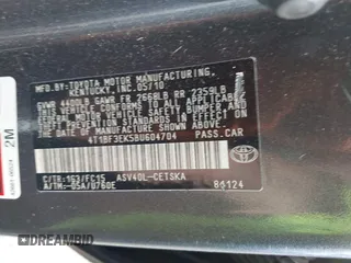 2011 Toyota Camry LE z VIN 4T1BF3EK5BU604704, wystawiony jako IAAI lot #39739905 z przebiegiem 184 706 mil mil oraz . Historia ofert i sprzedaży dostępna na DreamBid. Obrazek 9.