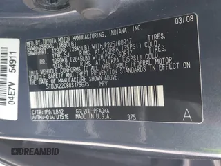 2008 Toyota Sienna XLE with VIN 5TDZK22C88S179675, listed as a IAAI auction lot 42057683 with 146,960 mi miles. Bid and sale history available at carsss.com. Image 9.