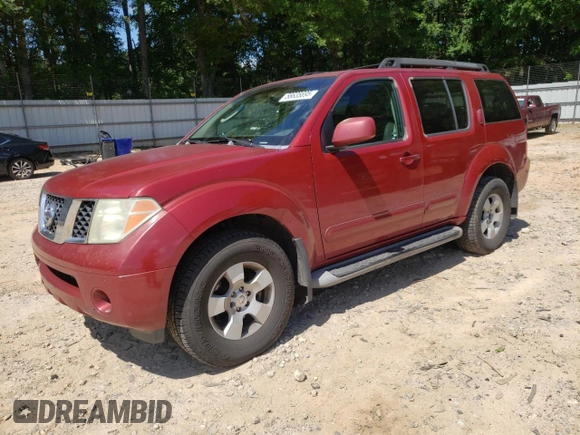 2005 Nissan Pathfinder SE z VIN 5N1AR18U85C748617, wystawiony jako Copart lot #56635695 z przebiegiem 214 403 mil mil oraz Szkoda całkowita • Salvage title. Historia ofert i sprzedaży dostępna na DreamBid. Obrazek 1.