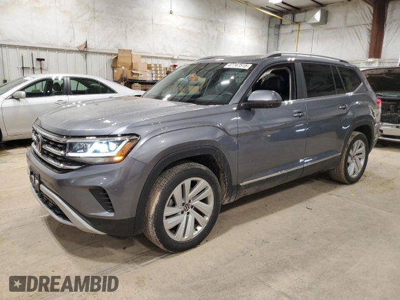 2021 Volkswagen Atlas SEL z VIN 1V2BP2CA1MC594444, wystawiony jako Copart lot #47747515 z przebiegiem 72 702 mil mil oraz Szkoda całkowita • Salvage title. Historia ofert i sprzedaży dostępna na DreamBid. Obrazek 1.