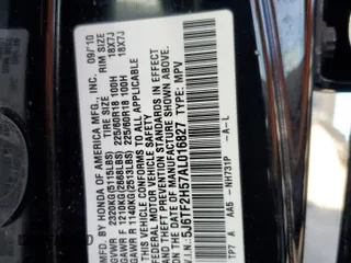 2010 Honda Accord Crosstour EX-L with VIN 5J6TF2H57AL016827, listed as a Copart auction lot 63112504 with 138,286 mi miles and Salvage Title. Bid and sale history available at carsss.com. Image 15.