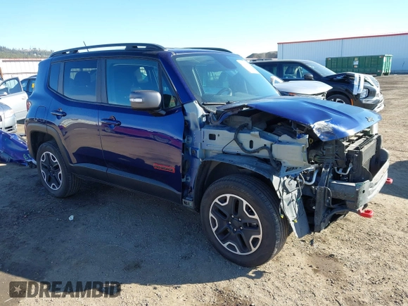 2017 Jeep Renegade Trailhawk z VIN ZACCJBCB5HPE96860, wystawiony jako IAAI lot #41734370 z przebiegiem 113 405 mil mil oraz . Historia ofert i sprzedaży dostępna na DreamBid. Obrazek 1.