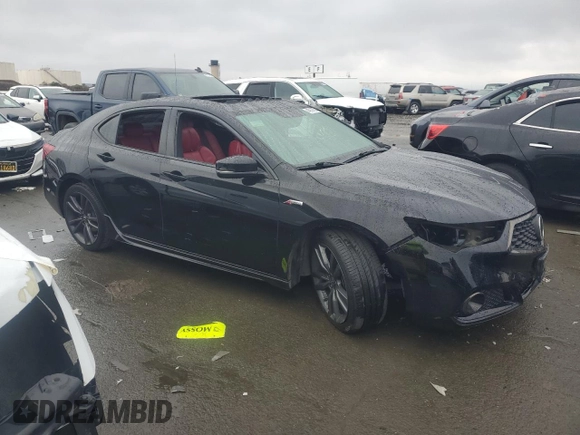 2019 Acura TLX w/A-Spec Pkg with VIN 19UUB1F68KA004146, listed as a Copart auction lot 44219705 with 56,725 mi miles and Salvage Title. Bid and sale history available at carsss.com. Image 4.