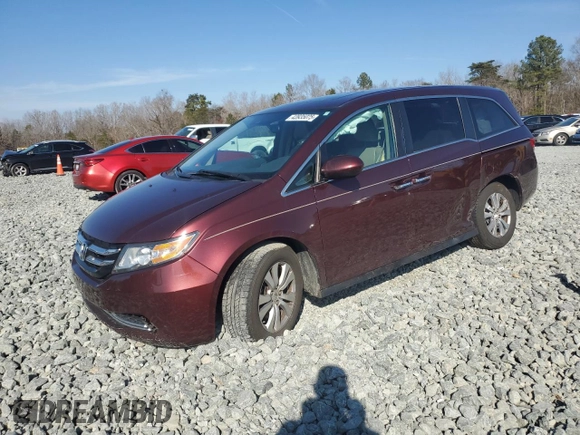 2016 Honda Odyssey EX-L with VIN 5FNRL5H65GB019868, listed as a Copart auction lot 46218155 with 150,714 mi miles and Salvage Title. Bid and sale history available at DreamBid. Image 1.