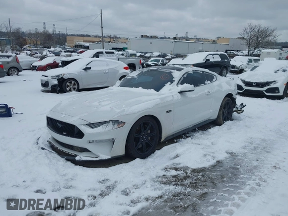 2019 Ford Mustang GT with VIN 1FA6P8CFXK5195668, listed as a IAAI auction lot 41247123 with 83,514 mi miles. Bid and sale history available at carsss.com. Image 2.