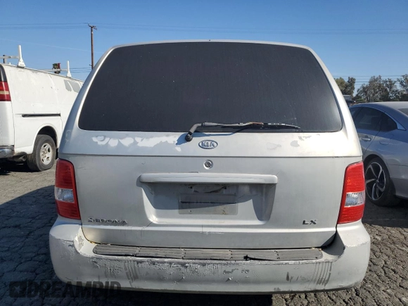 2004 Kia Sedona LX with VIN KNDUP131746573472, listed as a Copart auction lot 80593594 with 187,905 mi miles and Clean Title. Bid and sale history available at carsss.com. Image 6.