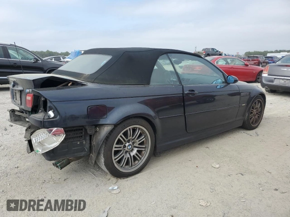 2003 BMW 3 Series M3 with VIN WBSBR93463PK04128, listed as a Copart auction lot 44307215 with 145,463 mi miles and Salvage Title. Bid and sale history available at carsss.com. Image 3.