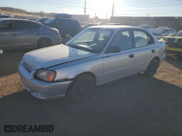 2002 Hyundai Accent GL with VIN KMHCG45C52U313944, listed as a Copart auction lot 82922304 with 190,208 mi miles and Non Repairable. Bid and sale history available at carsss.com. Image 1.
