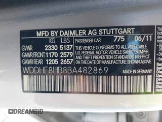 2011 Mercedes-Benz E 350 Luxury with VIN WDDHF8HB8BA482869, listed as a IAAI auction lot 42263938 with 86,310 mi miles and . Bid and sale history available at DreamBid. Image 9.