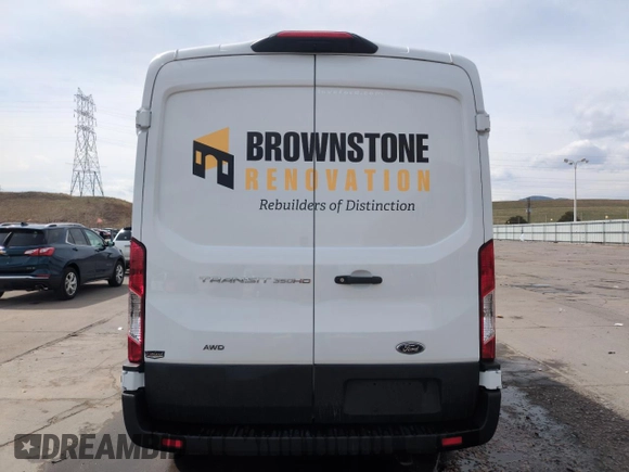 2023 Ford Transit with VIN 1FTBF8C88PKC07161, listed as a Copart auction lot 51319765 with 10,384 mi miles and Salvage Title. Bid and sale history available at DreamBid. Image 6.