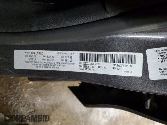 2016 Chrysler 200 C with VIN 1C3CCCEG3GN148155, listed as a Copart auction lot 45572735 with 0 mi miles and Non Repairable. Bid and sale history available at carsss.com. Image 12.