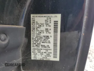 2006 Nissan Titan SE z VIN 1N6BA06AX6N546044, wystawiony jako Copart lot #57662705 z przebiegiem 207 161 mil mil oraz Czysty tytuł • Clean title. Historia ofert i sprzedaży dostępna na DreamBid. Obrazek 12.