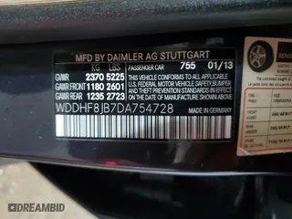 2013 Mercedes-Benz E-Class E 350 Luxury with VIN WDDHF8JB7DA754728, listed as a Copart auction lot 47618265 with 258,422 mi miles and Salvage Title. Bid and sale history available at carsss.com. Image 13.